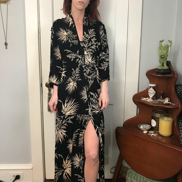 Ba&sh Black Floral Button Down Maxi Folk Dress - Picture 4 of 14